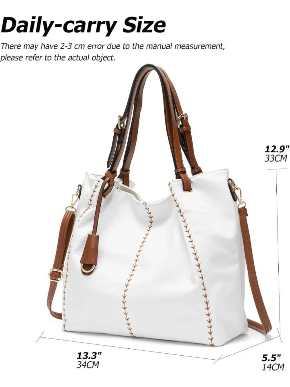 Vintage PU Hobo Shoulder Bag, Rivet Detail Bucket Tote Purse for Everyday Use